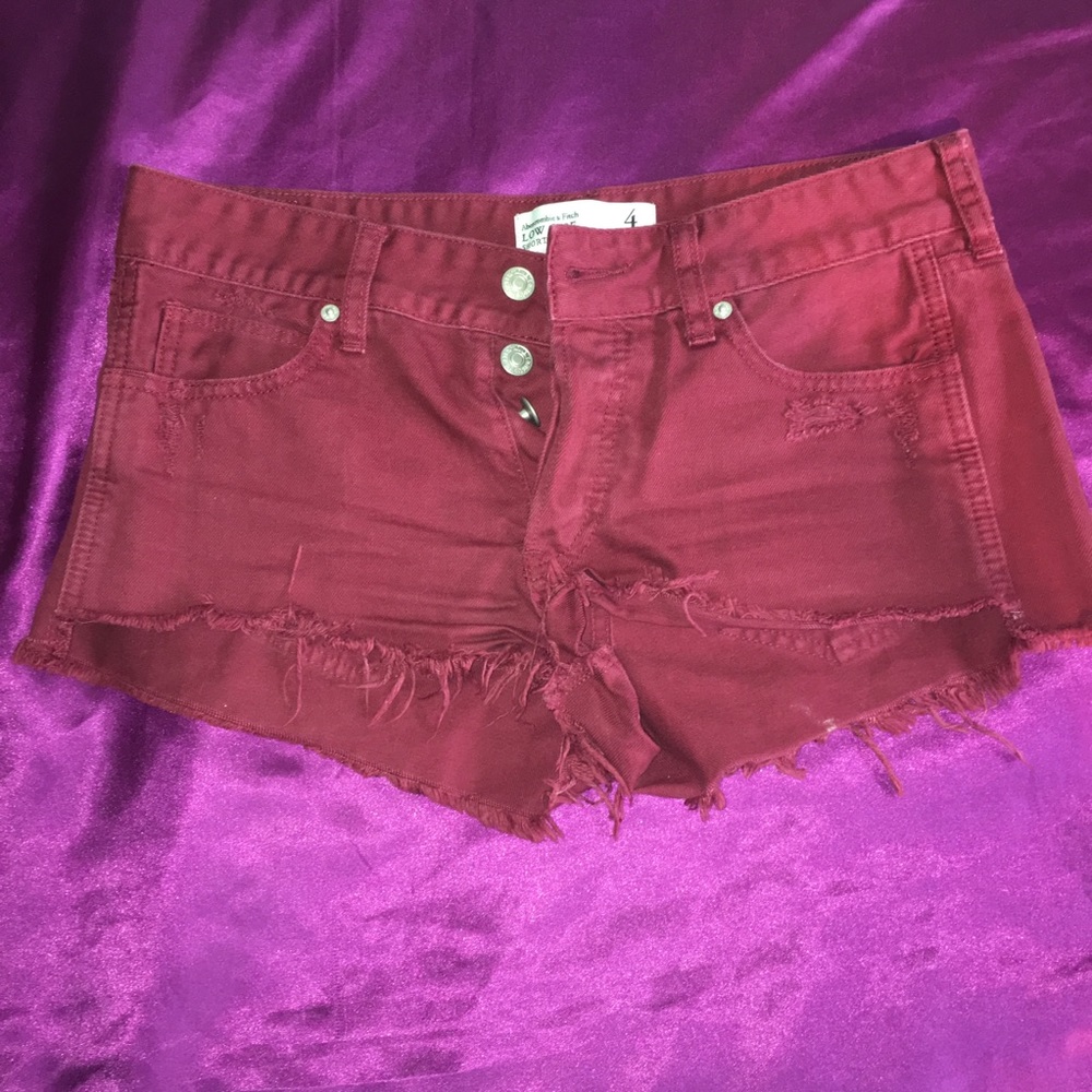 Burgundy denim shorts
